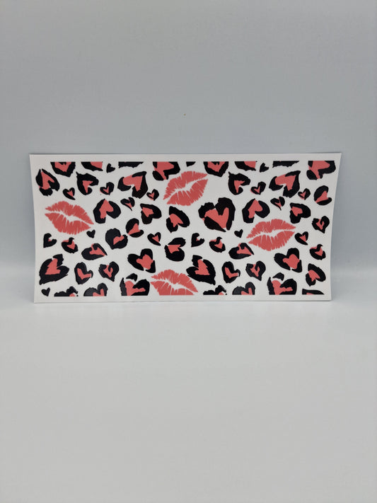 Leopard Print Kisses & Hearts 16oz UV DTF Transfer