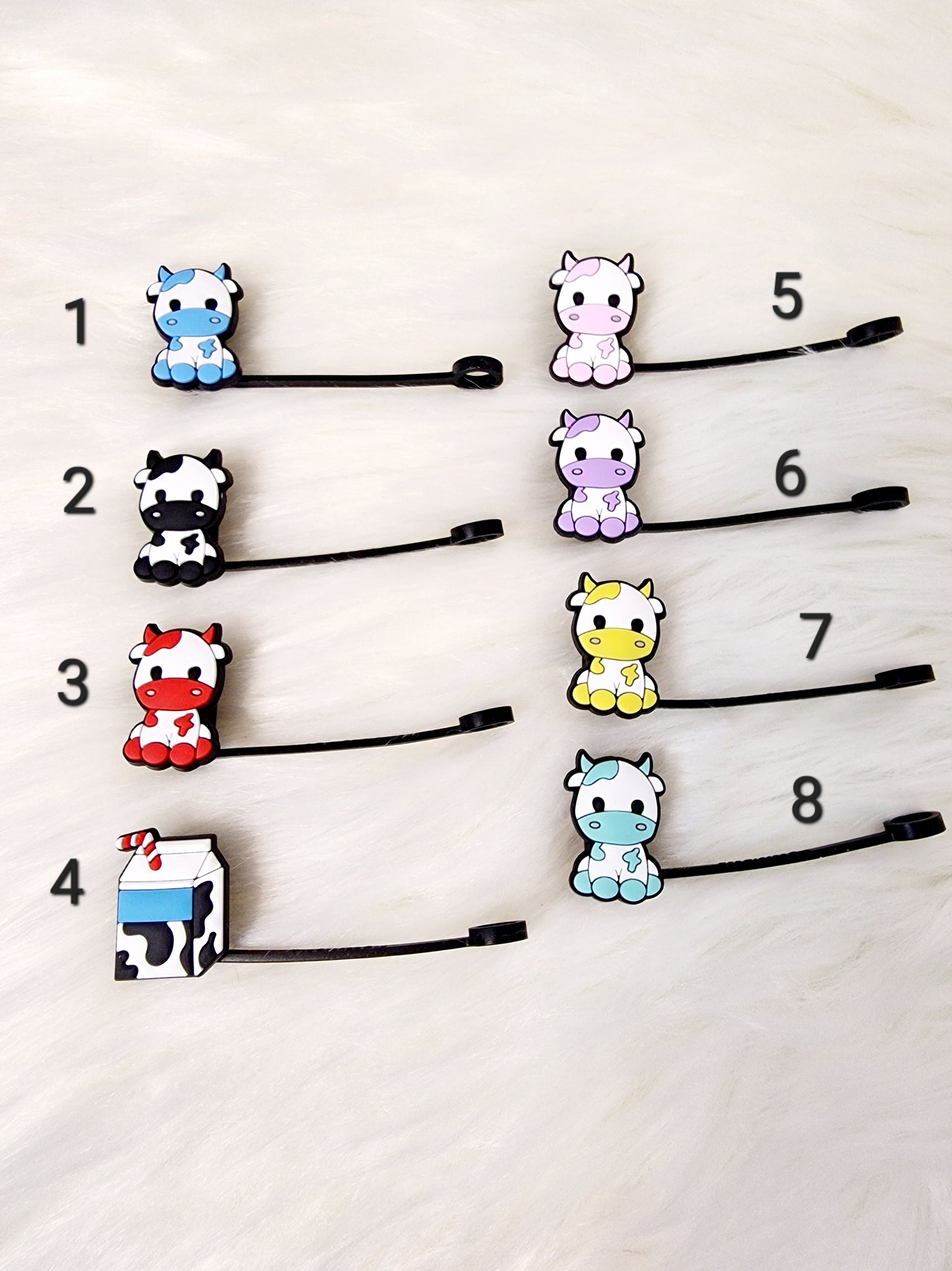 Cartoon Cow Straw Toppers