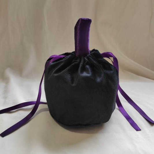 Pumpkin Velvet Bag - Black & Purple