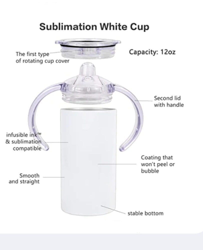 12oz Sublimation Sippy Cup (2 Lids included)