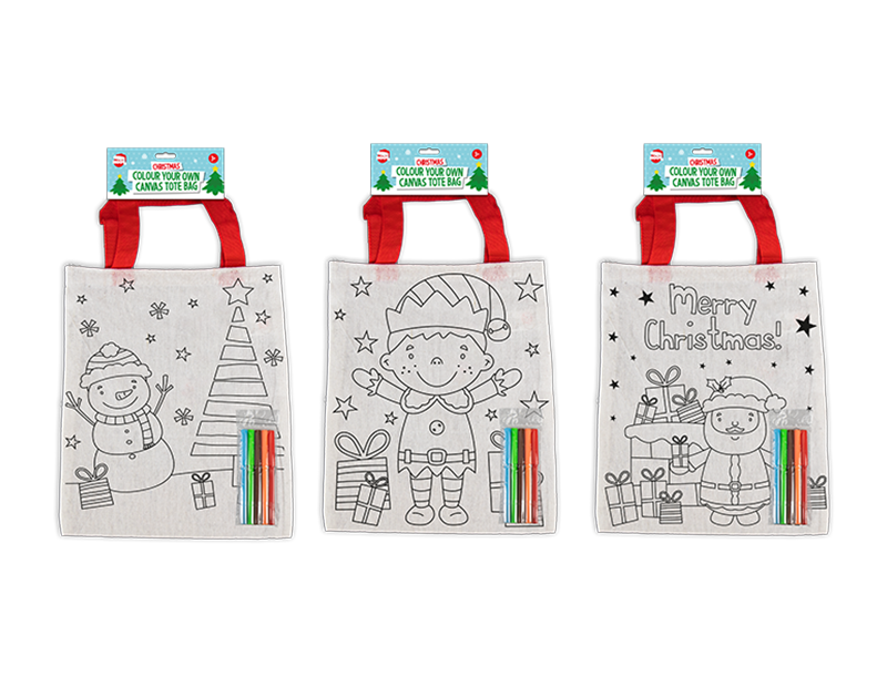 Christmas Colour Your Own Canvas Bag