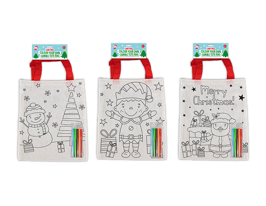 Christmas Colour Your Own Canvas Bag