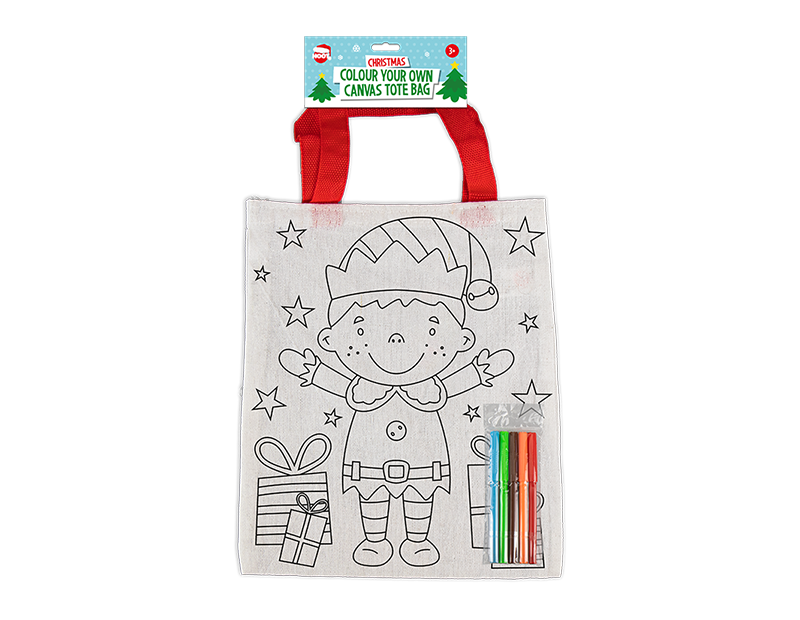 Christmas Colour Your Own Canvas Bag