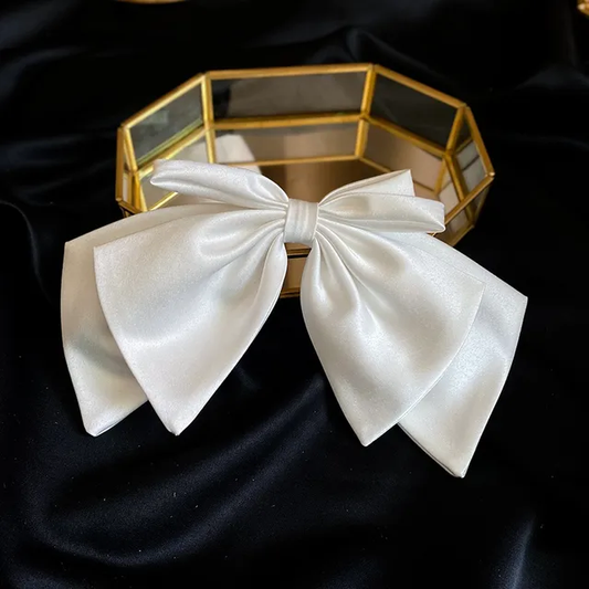 Bridal White Satin Bow Knot Hair Clip