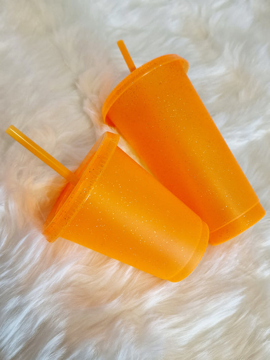 16oz & 24oz Orange Glitter Cold Cup