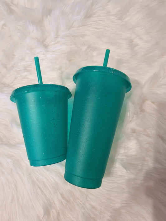 16oz & 24oz Green Glitter Cold Cup