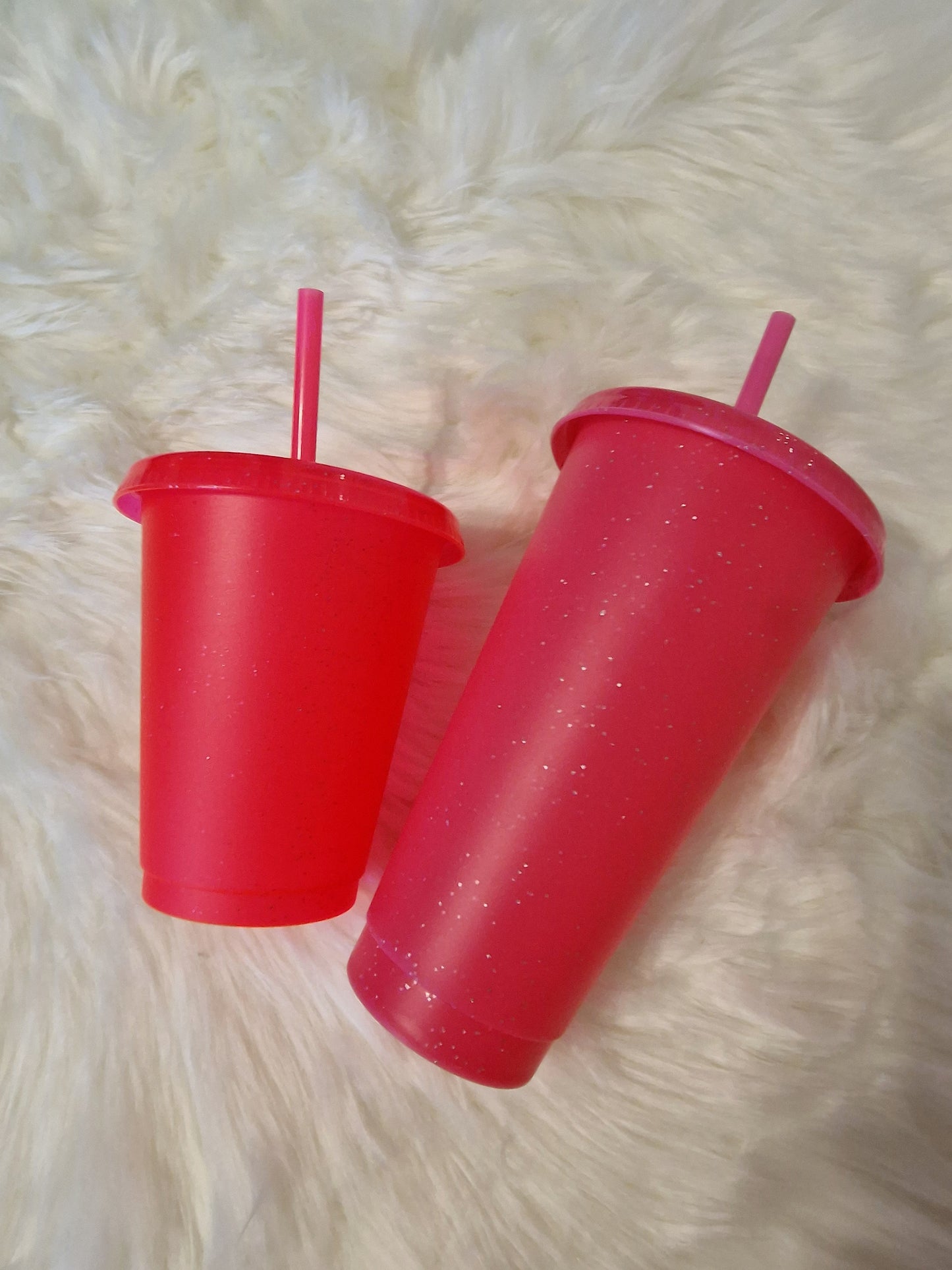 16oz & 24oz Pink Glitter Cold Cups