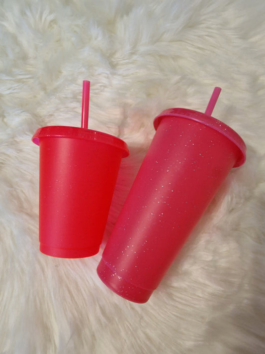 16oz & 24oz Pink Glitter Cold Cups