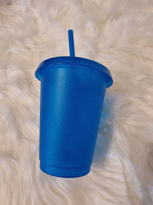 24oz & 16oz Blue Glitter Cold Cup