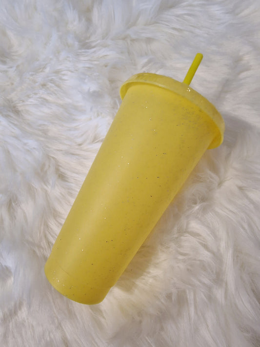 24oz Yellow Glitter Cold Cup