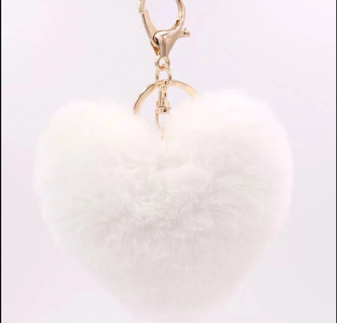 Heart Pom Pom Keyring