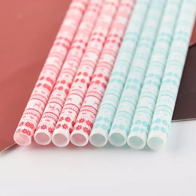 White Christmas Straw (Red or Green)