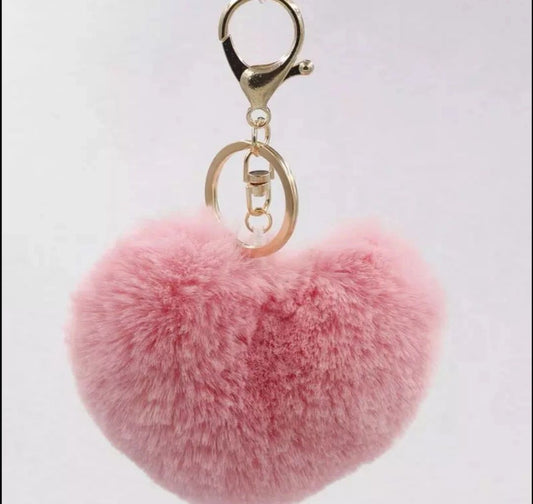 Heart Pom Pom Keyring