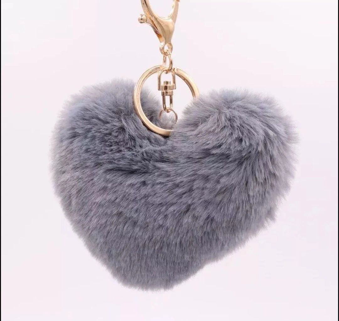 Heart Pom Pom Keyring