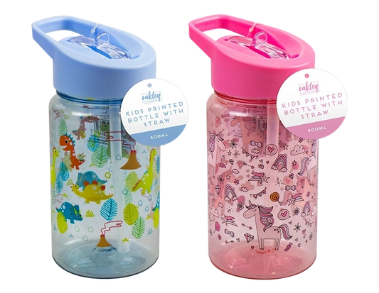 Kids Printed Bottle With Straw 400ml