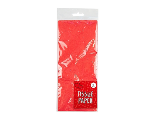 Red Glitter Tissue Paper 6 Pack