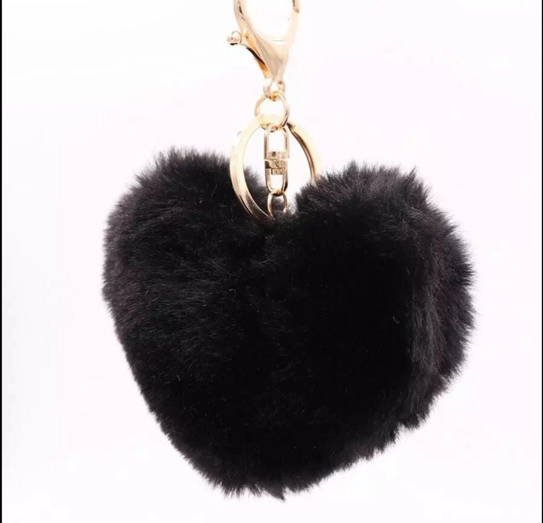 Heart Pom Pom Keyring