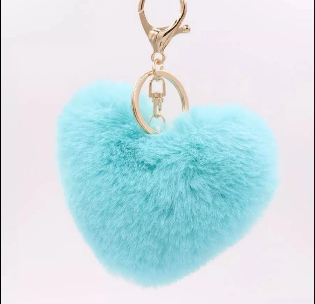 Heart Pom Pom Keyring