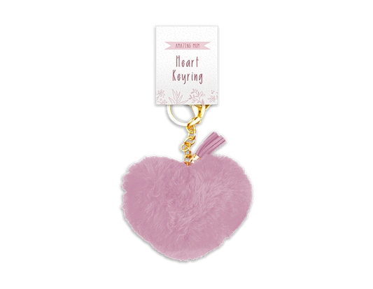 Pink Heart Plush Keyring