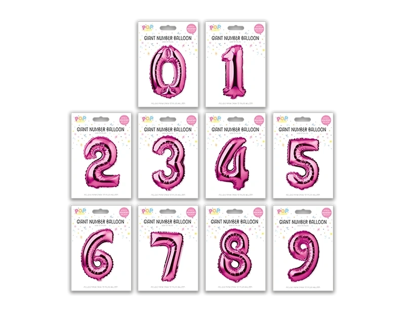 Pink Foil Number Balloon 65cm